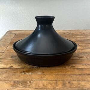 Appolia French Ceramic Flame Top Tajine Baker 12.5 x 11" 2.25 Quart Matte Black
